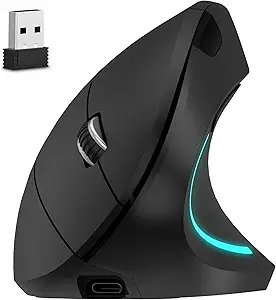 Ergonomic Vertical Rechargeable Wireless Mouse